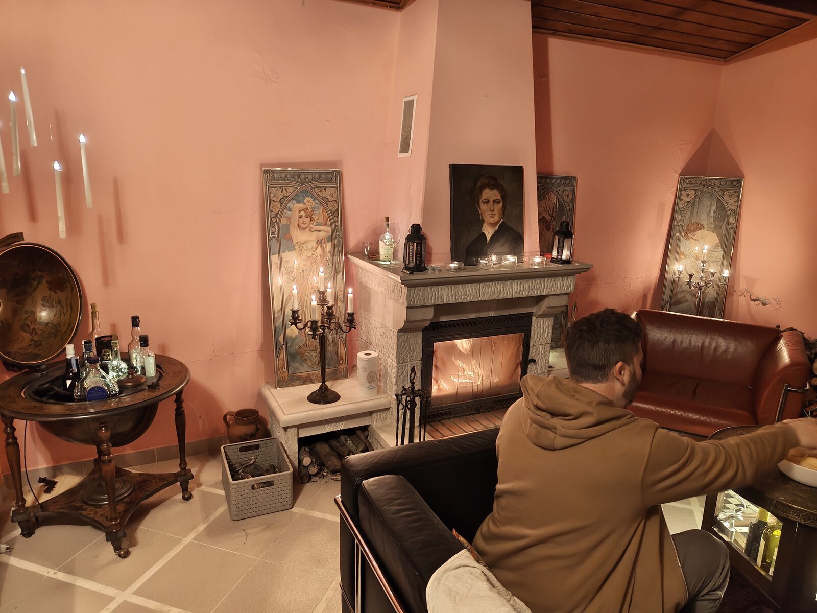 Cozy bar fireplace